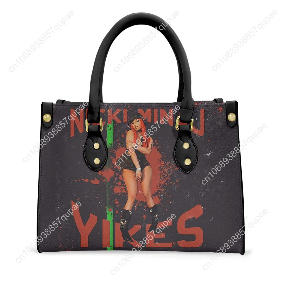 Hot Rapper N-Nicki Minaj Tote Bag Purse Womens Mens Personalized Text Image PU Leather Handbag Business Shopping Gift Bags - Image 3