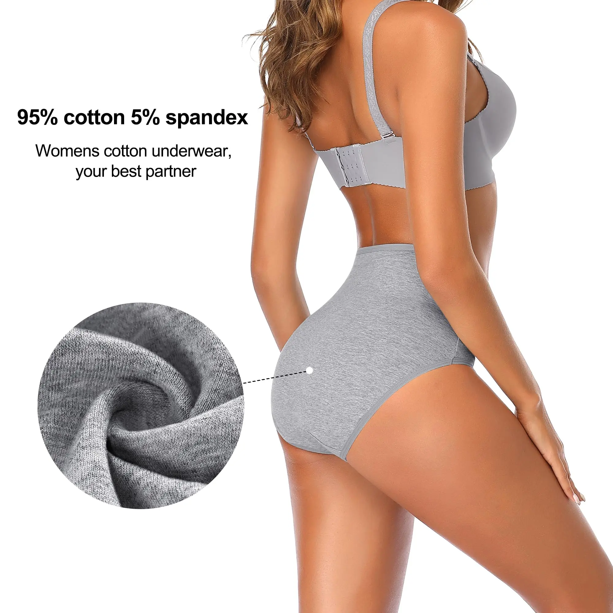 4Pcs High Waisted Underwear for Women Tummy Control Full Coverage Cotton Ladies Panties Soft Stretch Briefs - Image 3