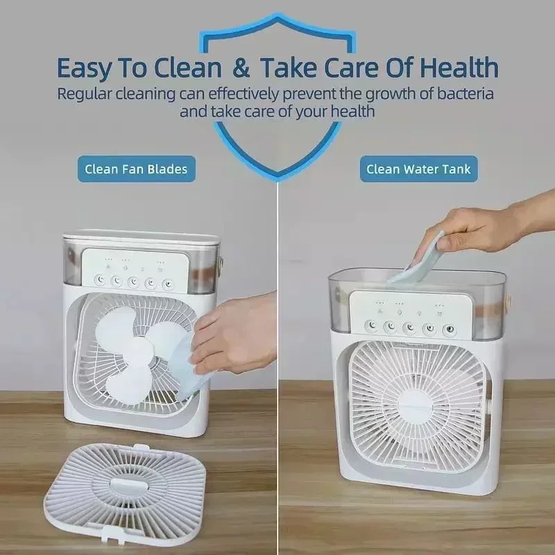 New 3 In 1 Fan AIr Conditioner Household Small Air Cooler LED Night Light Portable Humidifier Air Adjustment Fan Office Home Fan - Image 12