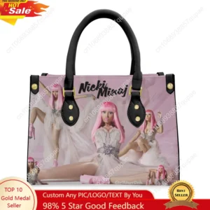 Hot Rapper N-Nicki Minaj Tote Bag Purse Womens Mens Personalized Text Image PU Leather Handbag Business Shopping Gift Bags