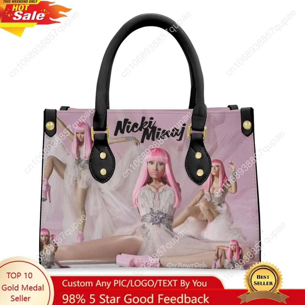 Hot Rapper N-Nicki Minaj Tote Bag Purse Womens Mens Personalized Text Image PU Leather Handbag Business Shopping Gift Bags