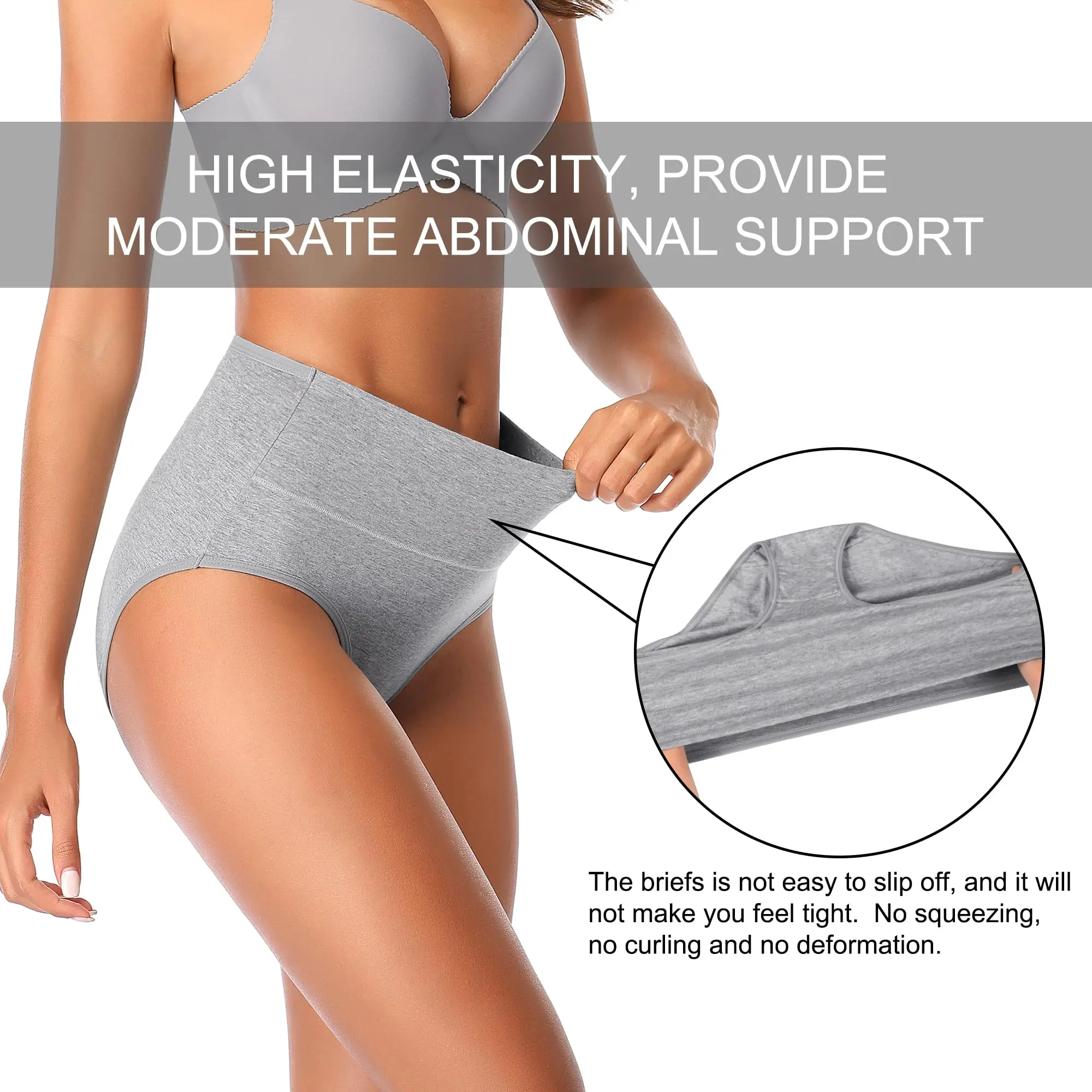 4Pcs High Waisted Underwear for Women Tummy Control Full Coverage Cotton Ladies Panties Soft Stretch Briefs - Image 2
