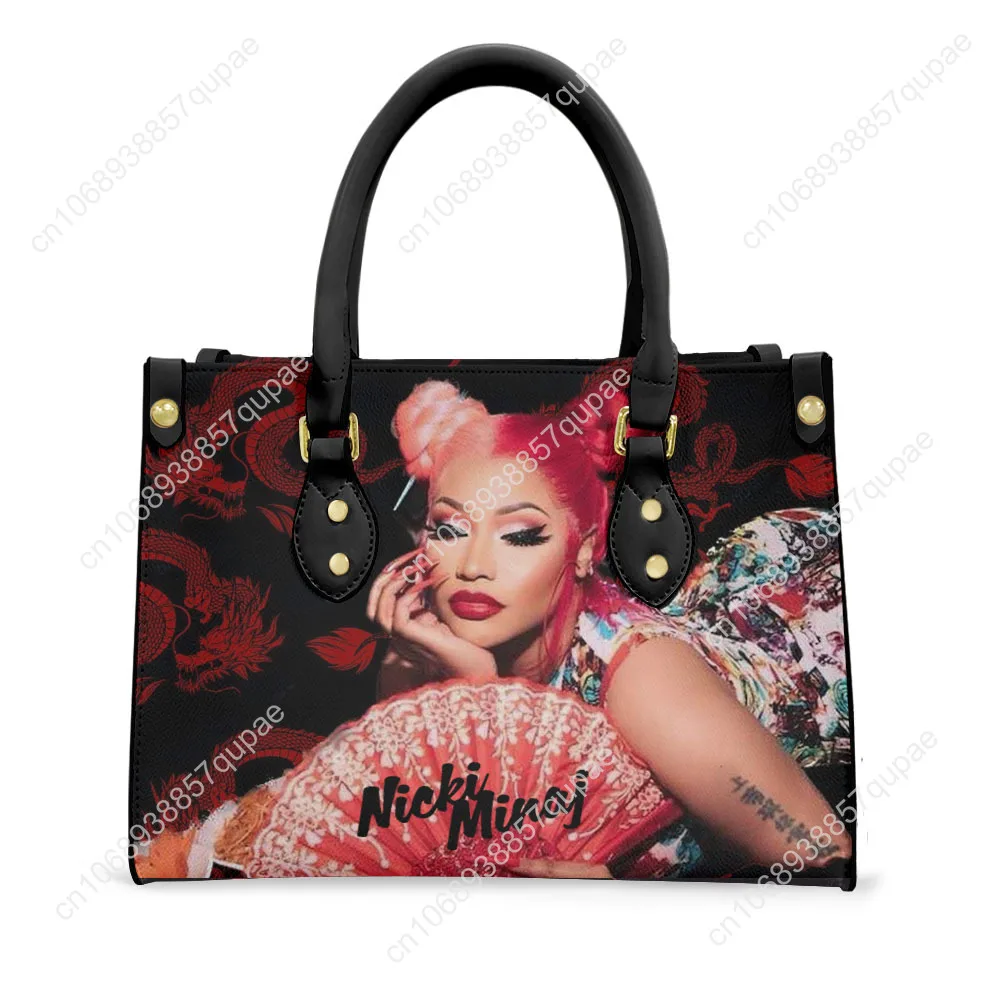 Hot Rapper N-Nicki Minaj Tote Bag Purse Womens Mens Personalized Text Image PU Leather Handbag Business Shopping Gift Bags - Image 2