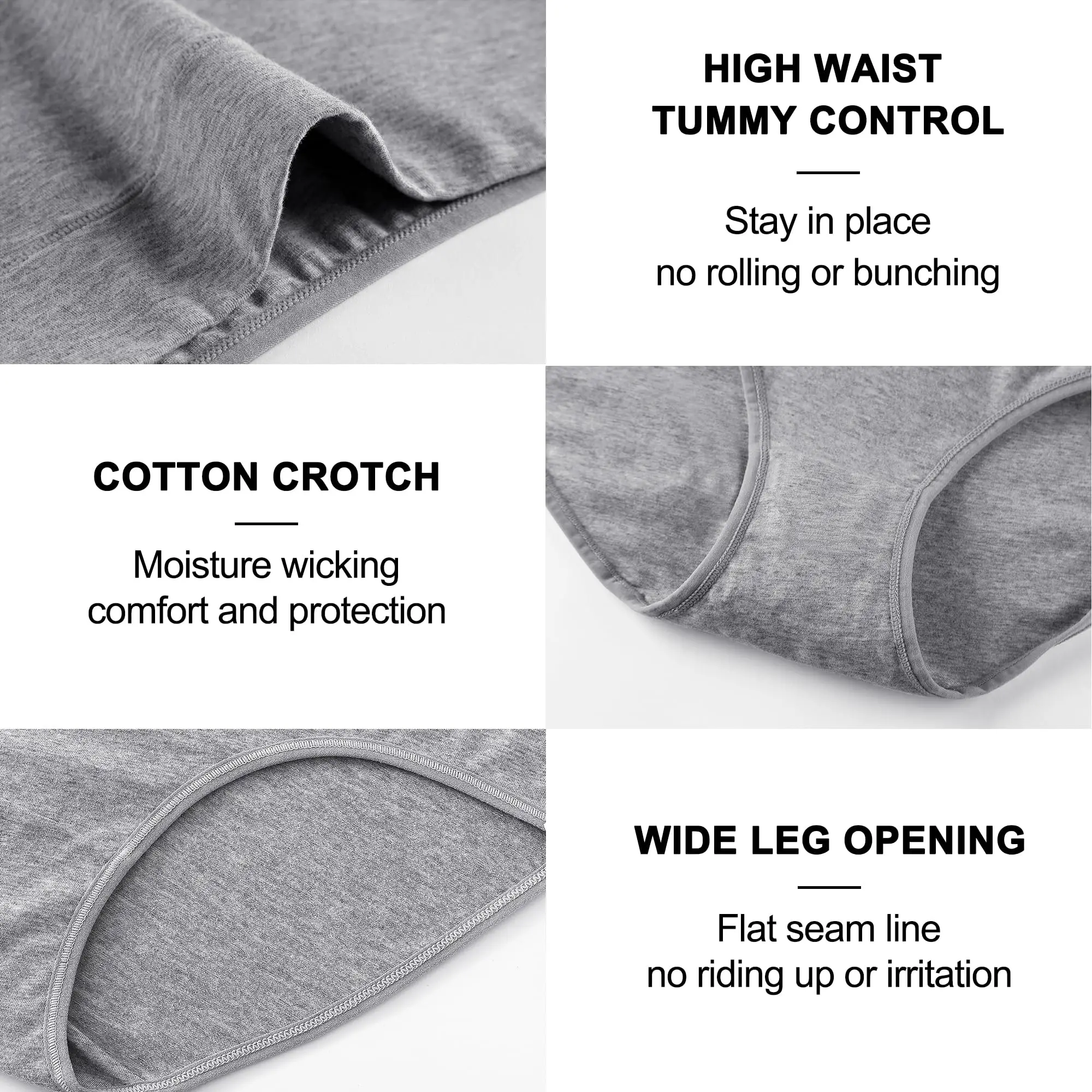 4Pcs High Waisted Underwear for Women Tummy Control Full Coverage Cotton Ladies Panties Soft Stretch Briefs - Image 5