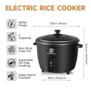 SUPERLEX 10-Cup Electric Rice Cooker One-Touch Operation Automatic Keep Warm Tempered Glass