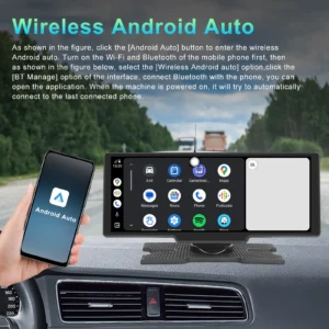 Podofo 10.26 Inch Portable Smart Car Multimedia Player Wireless CarPlay Android Auto Voice