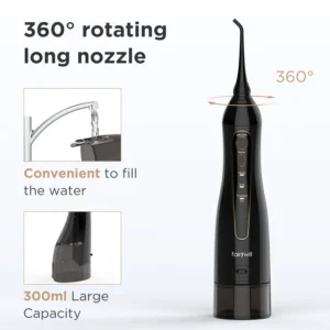 Fairywill Water Flossers for Teeth 300ML Oral Irrigator Rechargeable Portable Dental 3 Modes