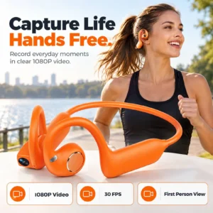 Smart AI Headphones with 8MP Camera 1080P 30FPS Bone Conduction Wi-Fi6 Sport Earphones IP65