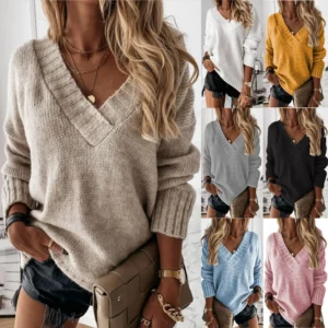 Fashionable Casual Women's Autumn and Winter New Solid Color Sweater Women's Foreign Trade