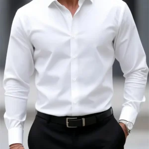 9-Color Men's Shirts, Solid Color Long-Sleeve Shirts, Slim Fit, Wrinkle-Free Professional