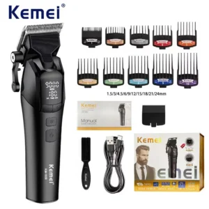 Kemei KM-1858 10W Barber Professional Electric Hair Clipper DLC Blade Trimmer Cordless USB