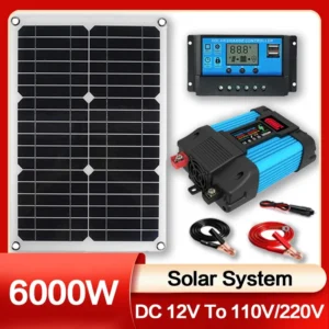 110V/220V 6000W Inverter Solar Power Generation System Solar Panel 12V 30A Controller Complete