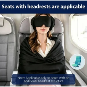 3-in-1 Airplane Sleep Support Set With Adjustable Travel Pillow Eye Mask Blanket Body Strap