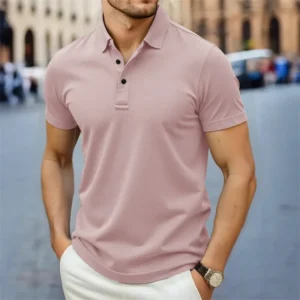 New Men's Casual and Fashionable Simple Collared Short Sleeved Polo Shirt Summer Comfortable
