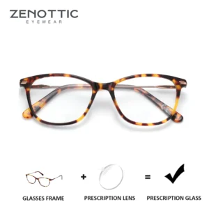 ZENOTTIC XL Size Trendy Square Prescription Glasses Unisex Acetate Frame With Blue Light
