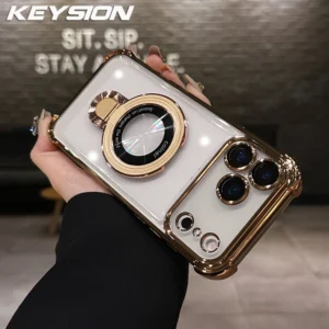 KEYSION Magnetic Case for MagSafe for iPhone 17 Pro Max 17 Air Plating Transparent TPU Airbag