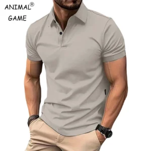 Summer Men's Solid Color Polo Shirt Short Sleeve Lapel Button Tshirts for Men Casual Summer Men's Solid Color Polo Shirt Short Sleeve Lapel Button Tshirts for Men Casual