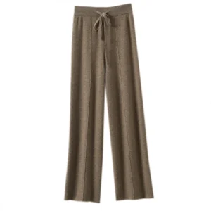 Women's High Waisted Warm Knit Wide Leg Straight Leg Pants for Women, Solid Color Loose Wide