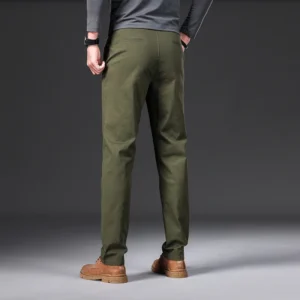 97% Cotton Men's Casual Pants Autumn Fashion Comfortable Elastic Slim Straight Business