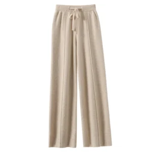 Women's High Waisted Warm Knit Wide Leg Straight Leg Pants for Women, Solid Color Loose Wide