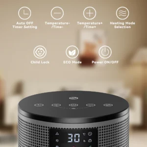 Portable Electric Heater 1500W PTC Ceramic Space Heater 10inch Instant Warmth Quiet Air Blower