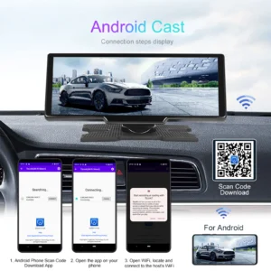 Podofo Wireless Carplay Android Auto Portable Digital Dashboard 10.26 Inch Smart Player With