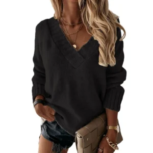 Fashionable Casual Women's Autumn and Winter New Solid Color Sweater Women's Foreign Trade