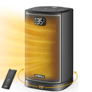 Ateroll Electric Heater, 1500W Energy Efficient Space Room Heater, Upgrade Remote Portable