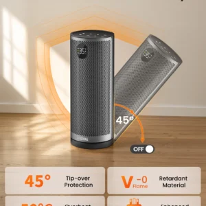 Ateroll Electric Space Heater, 75° Oscillating Portable Heaters for Home, 2000W PTC Ceramic