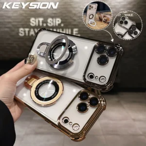 KEYSION Magnetic Case for MagSafe for iPhone 17 Pro Max 17 Air Plating Transparent TPU Airbag