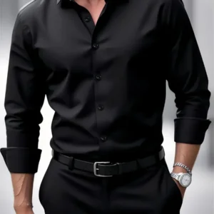 9-Color Men's Shirts, Solid Color Long-Sleeve Shirts, Slim Fit, Wrinkle-Free Professional