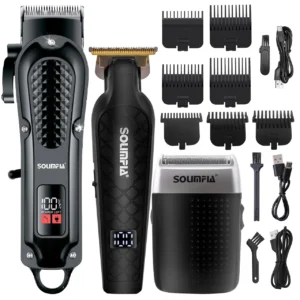 Solimpia Hair Clippers Set Machine Oil Head Carving Digital Display Haircut Scissors Electric