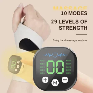 EMS Electric Cordless Hand Wrist Massager 10 Mode Vibration Massage Relieve Hand Muscle