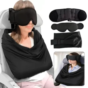 3-in-1 Travel Sleep Support Kit Neck Pillow Adjustable Eye Mask Blanket Multifunctional