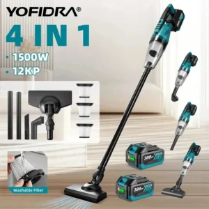 YOFIDRA 1500W 12KPA Electric Cordless Vacuum Cleaner Portable 2IN1 Household Car Cleaning